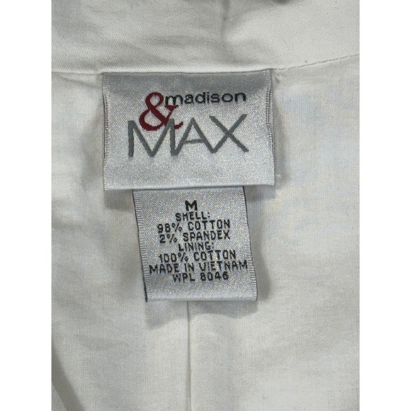 Madison & Max Womens Blazer Jacket Button Front White Cotton Blend Medium M - Picture 7 of 10
